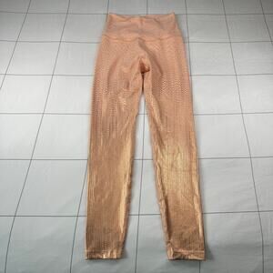 Beyond Yoga Leggings Women Small Orange Drip Drop High Waist Metallic Coral Dust